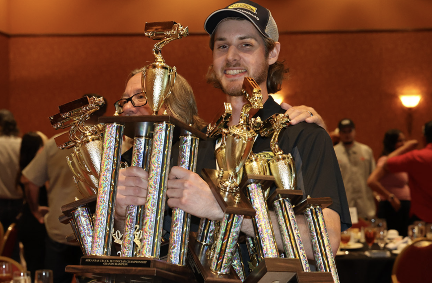 Technician with numerous trophies